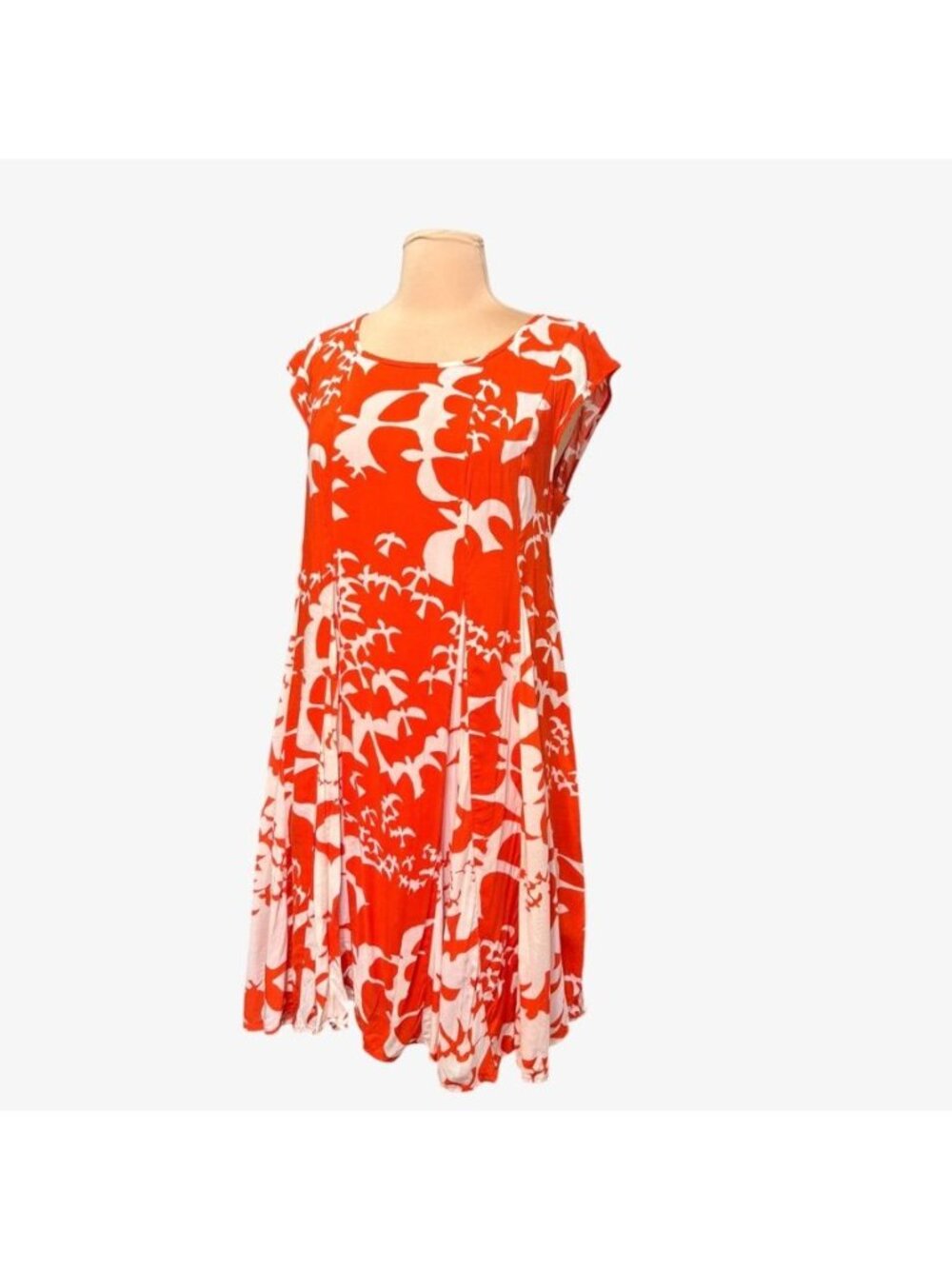 Anthropologie Maeve Mini Swing Dress Small Tangerine White Bird Print Boho